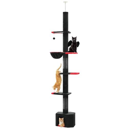 PAWZ Road Pink Cat Tree with 7 Tiers & Cozy Hammocks for Indoor Cats — Black