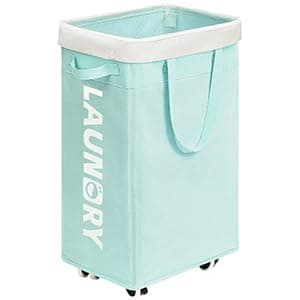 Goodpick 75L Laundry Hamper with Wheels, White — Blue 1-Pack
