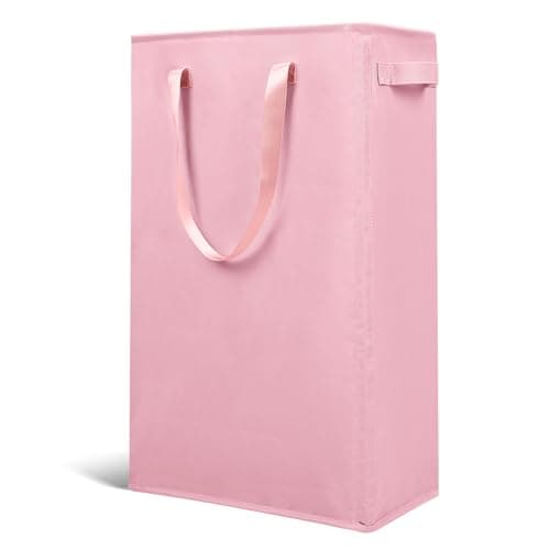 Odonata Slim Collapsible Laundry Hamper Beige 45L — Pink