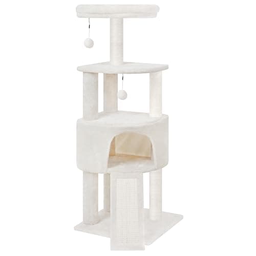 Beige 45in Multi-Level Cat Tree Tower with Scratching Post & Toys