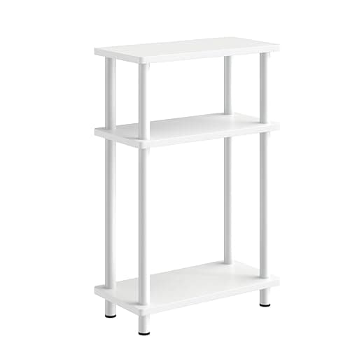 Apicizon Black 3-Tier Narrow Side Table with Storage — White