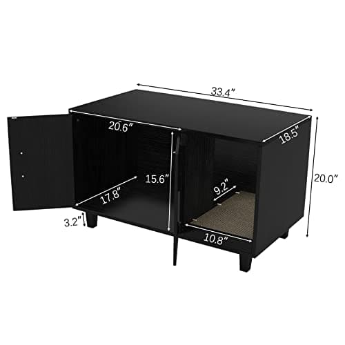 GDLF Modern Wood Pet Crate withScratch Pad & Nightstand (Black)