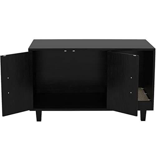GDLF Modern Wood Pet Crate withScratch Pad & Nightstand (Black)