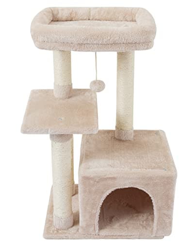 Beige Sisal Cat Tree withJump Platform and Scratching Posts