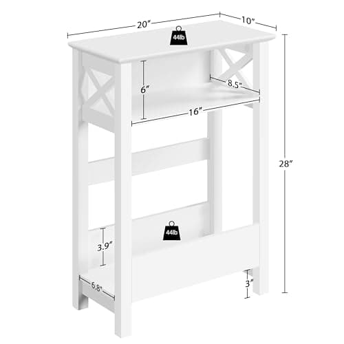Yaheetech White 3-Tier Slim X-Shaped Storage Table with Magazine Rack, Living Room Office Balcony