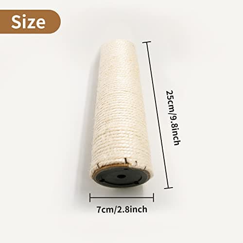 10" Sisal Cat Scratching Post Refill for Cube Tower, 2 Pack with Screws, White