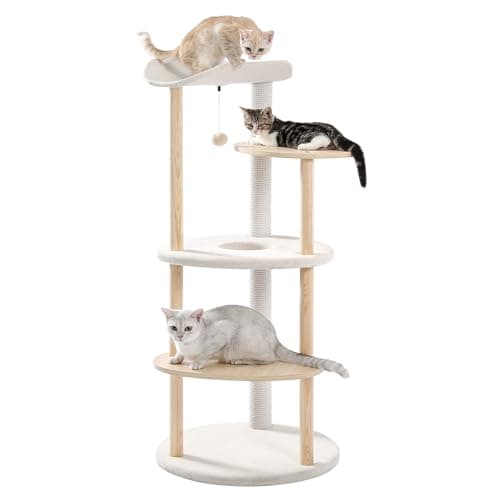 PetepeLA 5-Level Cat Tree for Indoor Cats Beige