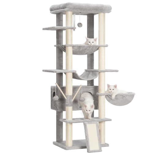 Large Cat Tree for Indoor Cats - Multi-Level Furniture with Scratching Posts and Hammocks
