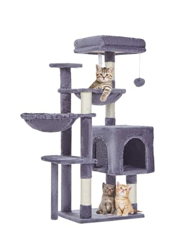 Smoky Gray Taoqimiao 39.4-Inch Cat Tree with 5 Scratching Posts & Plush Condo MS019G