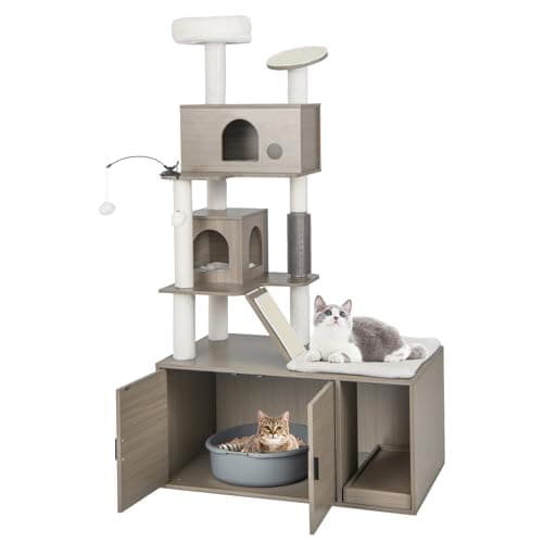 PETSITE 2-in-1 Cat Tree with Litter Box & Condos (68" Tall)