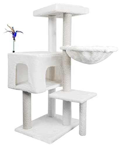 37.4" Cactus Cat Tree for Indoor Cats with Twin Condos and Scratching Post … Green — Beige1