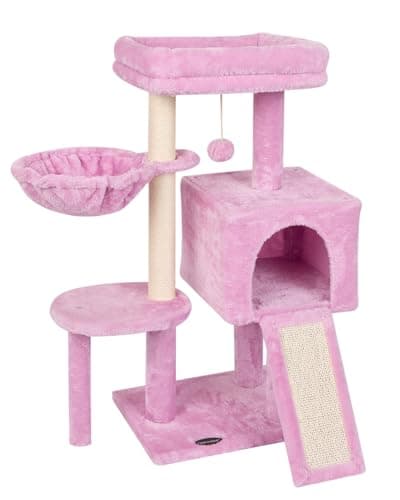 Cute Pink Cat Tree with Scratching Posts & Jump Platform