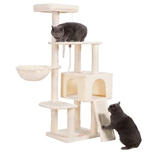 Heybly Cat Tree with Feeding Bowl and Scratching Board