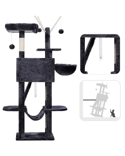 Smoky Gray MPJ019-SG Hey-Brother 53" Cat Tree for Indoor Cats