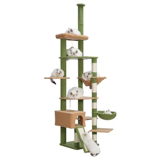 Adjustable Tall Cat Tree with Hammock and Scratching Posts