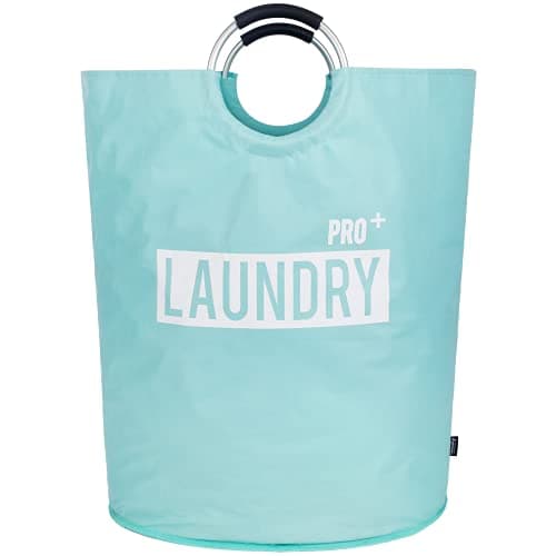 Caroeas 90L Waterproof Laundry Hamper, 13 Colors, Padded Handles, Collapsible Storage — Light Blue1