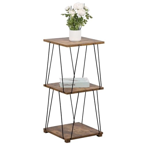 LOFTEY 28 Inch Industrial Brown Small End Table for Living Room