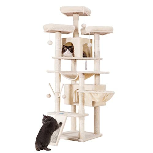 Smoky Gray XL Cat Tree - 71 Inches Multi-Level with 3 Perches & Scratcher MPJ034G — Beige