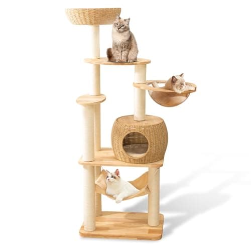 "Luxury Oak Cat Tree Tower for Multiple Cats, Manual Hand Woven, Easy Clean" — DC888 new