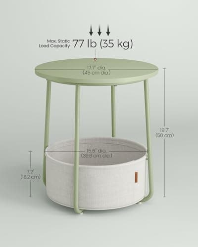 VASAGLE Laurel Green & Cream White Fabric Basket End Table