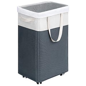 Goodpick 75L Laundry Hamper with Wheels, White — Grey & White