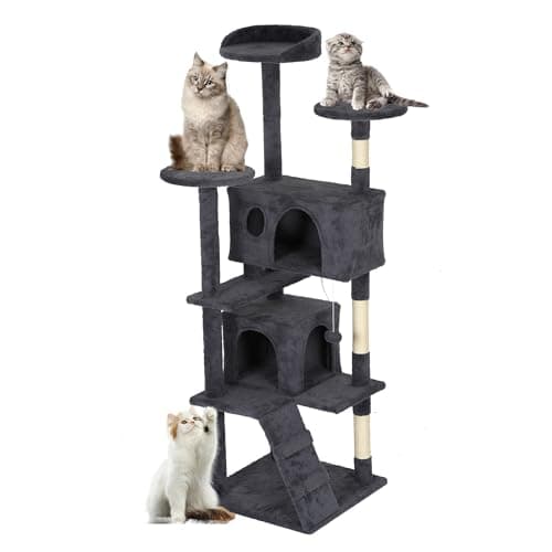 FDW Pink 54in Multi-Level Cat Tree & Scratching Post — Dark Gray