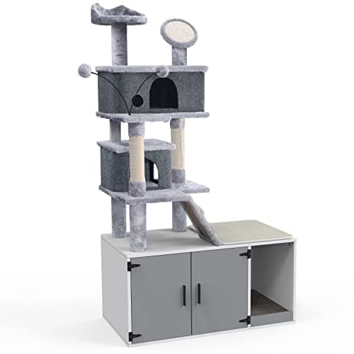 GDLF All-in-One Cat Tree with Enclosure & Washroom 65"