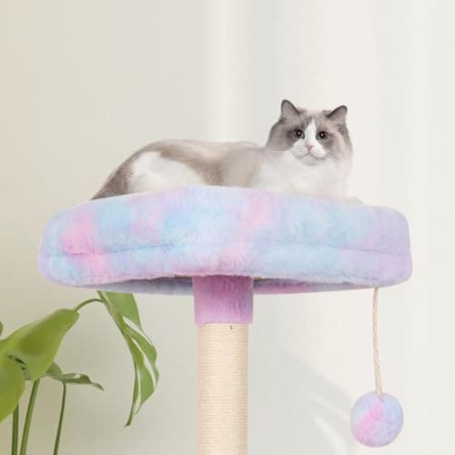 MIAO PAW Rainbow Cute Indoor Cat Tree with Scratching Post & Hammock