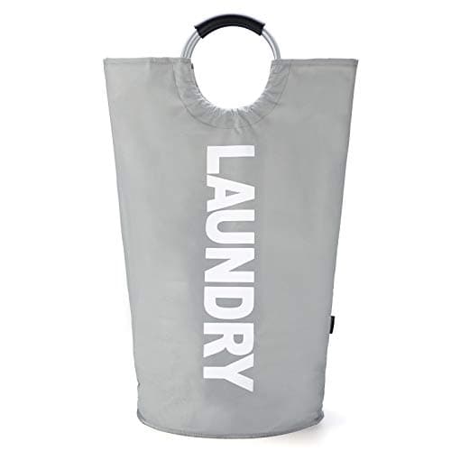 Caroeas 90L Waterproof Laundry Hamper, 13 Colors, Padded Handles, Collapsible Storage — Light Grey