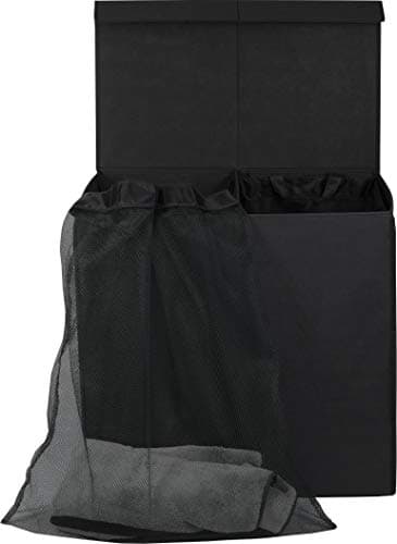 Black Houseware Double Laundry Hamper with Lid & Removable Bags
