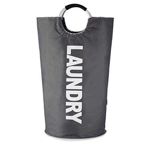 Caroeas 90L Waterproof Laundry Hamper, 13 Colors, Padded Handles, Collapsible Storage — Dark Grey