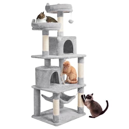 Yaheetech 62.2in Cats' Tree with Platform & Hammock for Indoor Play and Relaxing