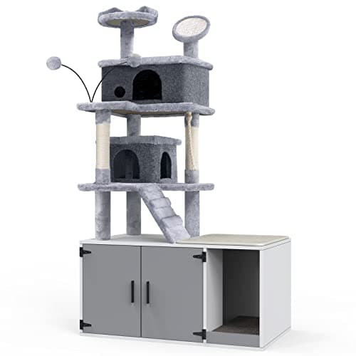 GDLF All-in-One Cat Tree with Enclosure & Washroom 65"