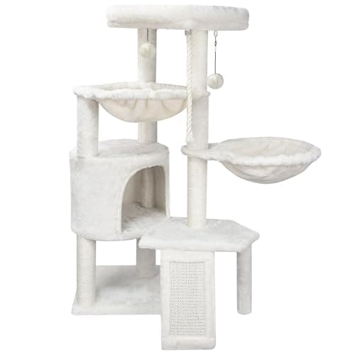Xin Three-Layer Cat Tree with Condor and Two Hammocks, Grey — 37.4" Beige