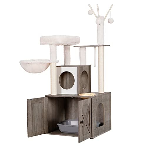Modern Style Cat Tree with Large Platform and Condo
