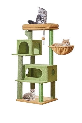 Taoqimiao Light Gray 38.2-Inch Cat Tree with Adjustable Baskets & Lux Perch MS029SW — Cactus
