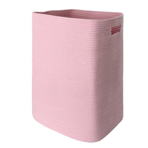 Tall Woven Laundries Basket - White, 16"x13"x22", 75L — Pink