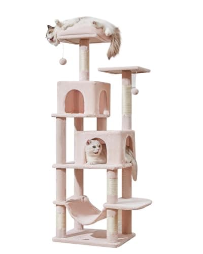Jelly Pink Taoqimiao 61-Inch Multi-Level Cat Tree with 5 Scratching Posts