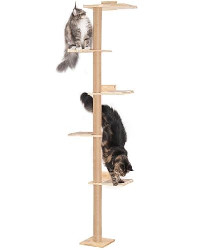 Large Wall Mounted Cat Tree with 5 Mats & Stairs, 80.3inch Tall Scratching Post