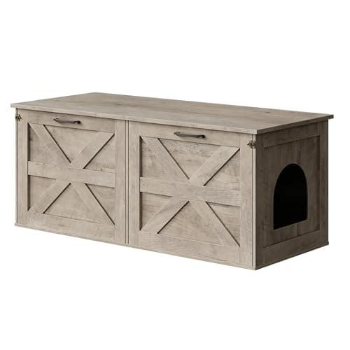 Modern Hidden Cat Litter Box Enclosure, Easy to Clean Griege PG06MWZ