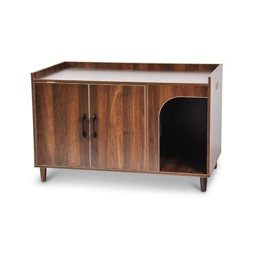 Wooden Cat Litter Box Enclosure with Cat Scratching Pad