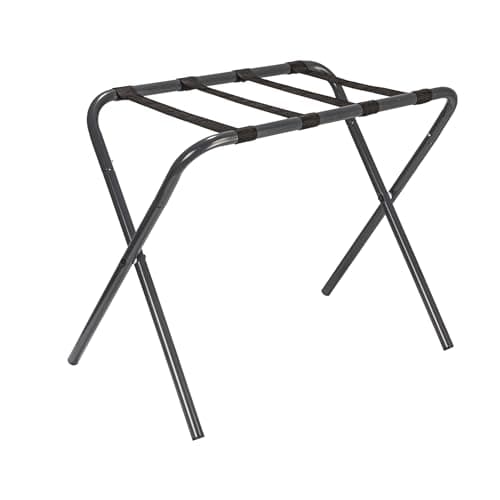 2126-1 Black Frame Khaki Straps Folding Luggage Rack — Grey