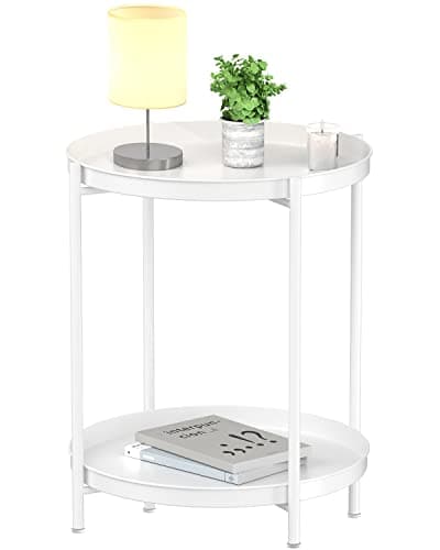 EKNITEY Waterproof Folding End Table for Living Room and Office — White