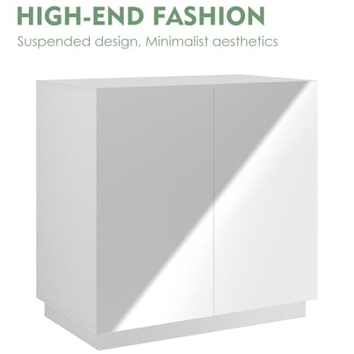 Modern Large Cat Litter Box Enclosure with Storage & Side Cabinet (White)