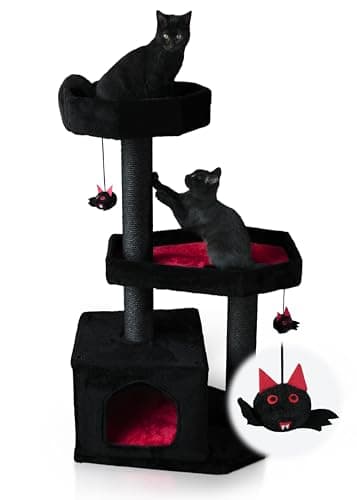 Gothic Spooky Cat Tree with Coffin Bed & Scratching Post
