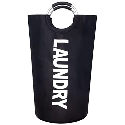 Twira 90L Large Laundry Basket, Collapsible & Waterproof, Padded Handles, Black — Black