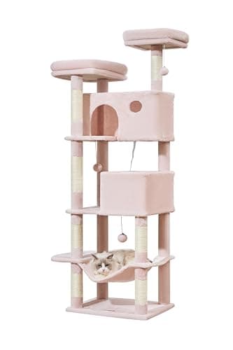 Taoqimiao Large Cat Tree with 7 Scratching Posts & 2 Perches MS030LT Cactus — Jelly Pink