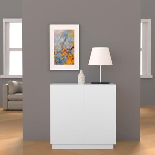Modern Large Cat Litter Box Enclosure with Storage & Side Cabinet (White)
