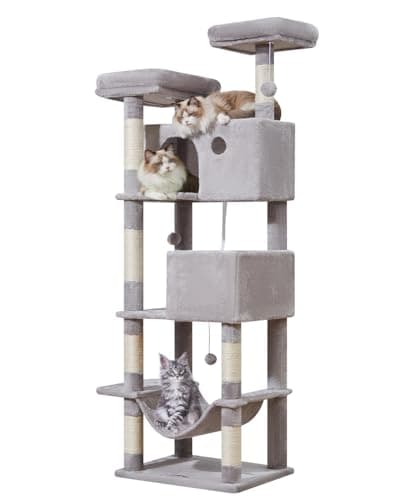 Taoqimiao Large Cat Tree with 7 Scratching Posts & 2 Perches MS030LT Cactus — Light Gray