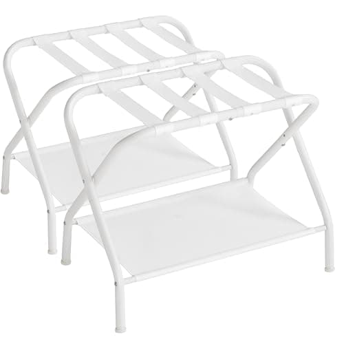 Luggage Racks for Guest Rooms and Hotels, Set of 2, Foldable, Cloud White